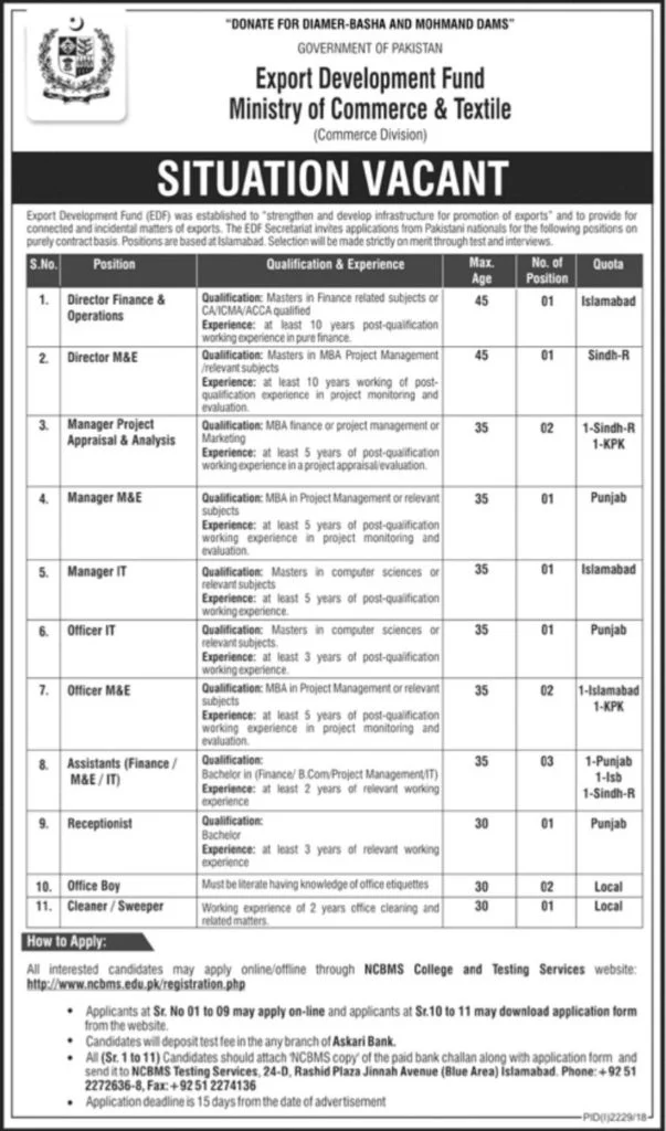 Ministry of Commerce and Textile Jobs November 2018
