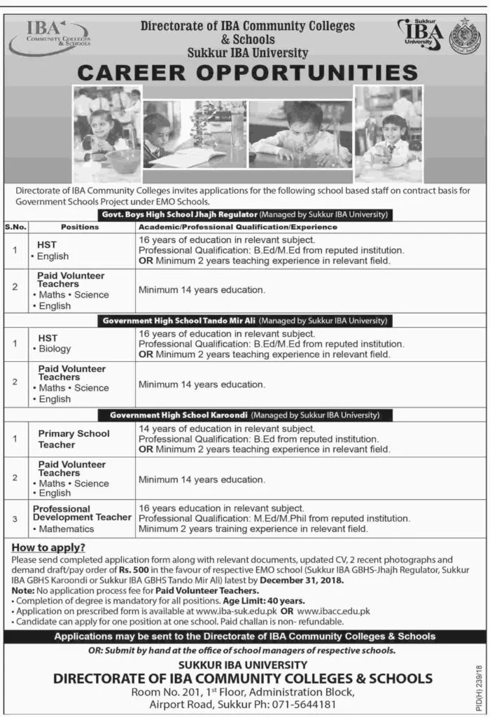 IBA Community Colleges and Schools Teaching Jobs