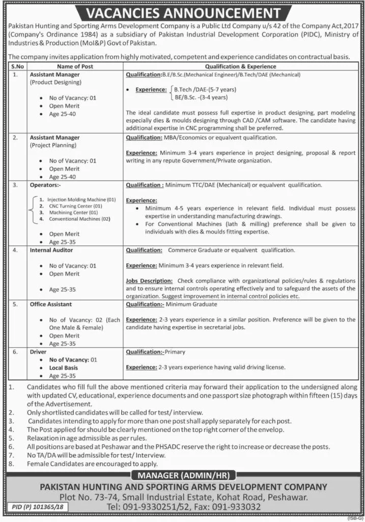 Pakistan Hunting and Sporting Arms Development Jobs