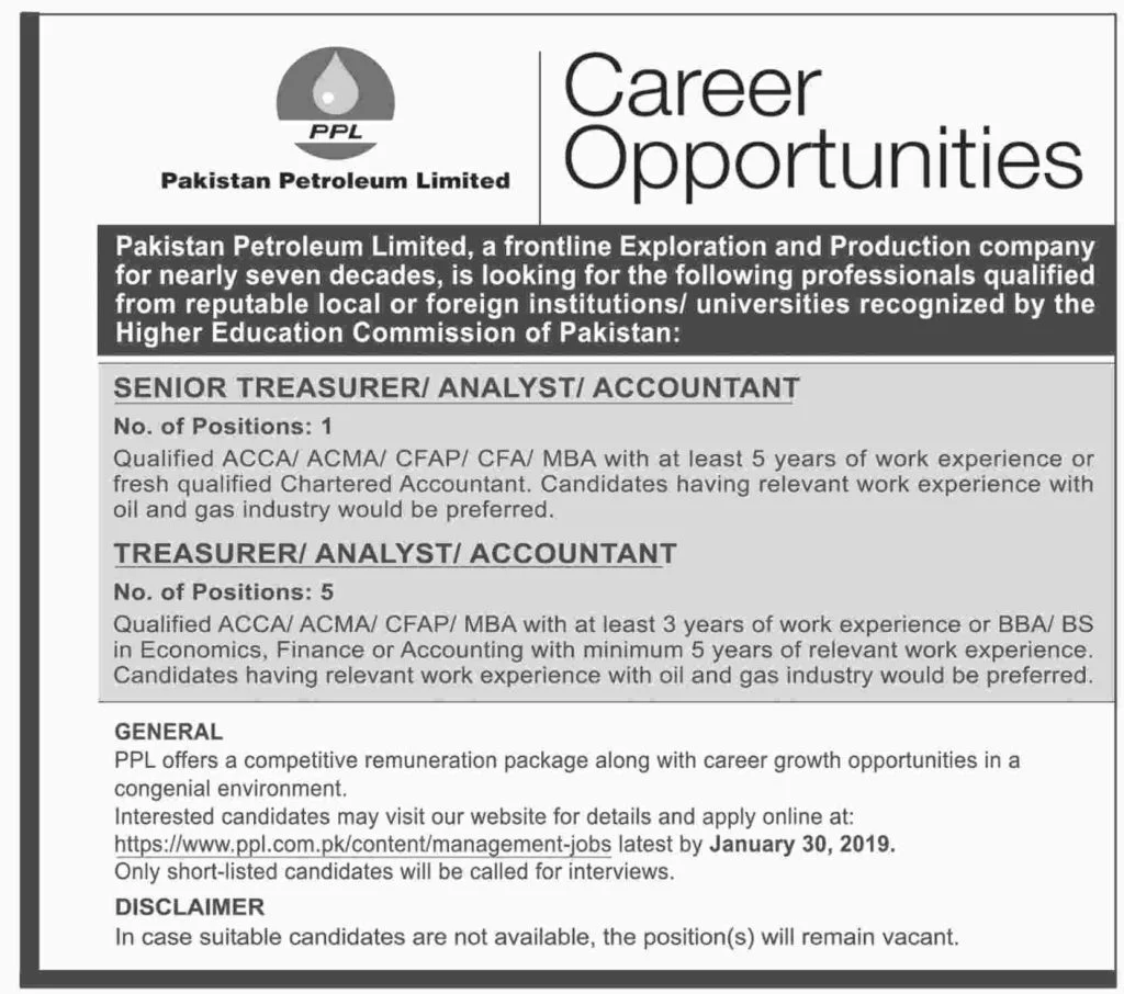 Pakistan Petroleum Limited PPL Jobs 2019 Apply Online