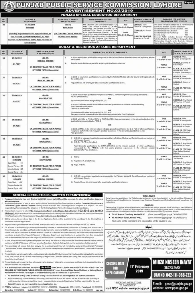 Punjab Public Service Commission PPSC Latest Jobs Advertisement No 3 b Punjab Public Service Commission PPSC Latest Jobs Advertisement No 3 b