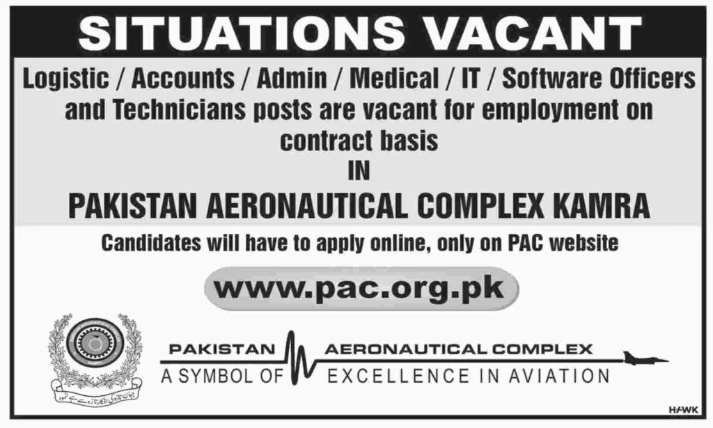 Pakistan Aeronautical Complex Kamra PAC Latest Jobs 2019