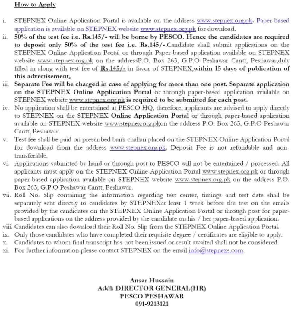 Peshawar Electric Supply Company PESCO Wapda Jobs 2019 Advertisement www.stepnex.org.pk 2 Peshawar Electric Supply Company PESCO Wapda Jobs 2019 Advertisement www.stepnex.org.pk 2