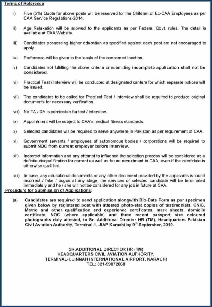 Civil Aviation Authority Jobs 2019 CAA Notice No 15 2019 Apply Online 4 Pakistan Civil Aviation Authority Jobs 2019 CAA Notice No 15 2019 Apply Online 3