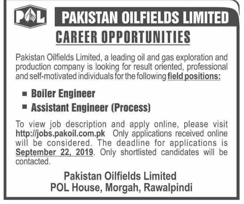 Pakistan Oilfields Limited POL Jobs 2019 jobs.pakoil.com.pk Apply Online