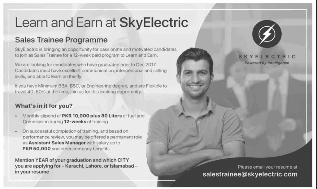 SkyElectric Sales Trainee Programme Jobs 2019 Latest Apply Online