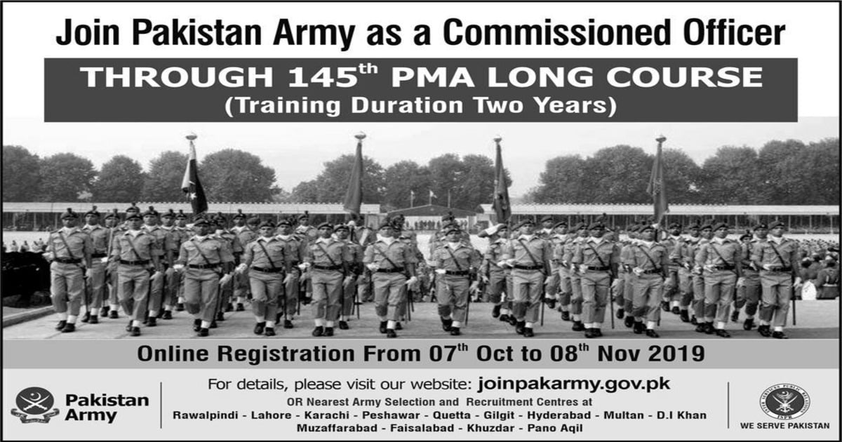 Join pakistan army pma long course www joinpakarmy gov pk jobs 2019
