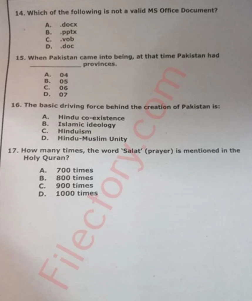 IESCO MCQs NTS 3