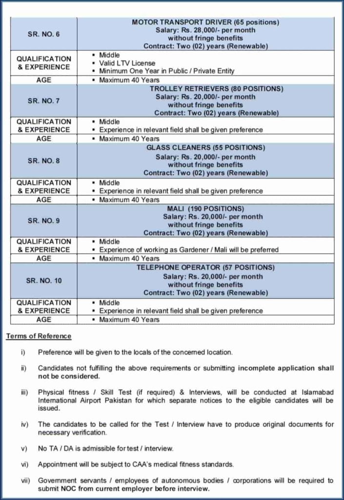 Pakistan Civil Aviation Authority Jobs 2019 CAA Notice No 16 November 2019 Apply Online 2 Pakistan Civil Aviation Authority Jobs 2019 CAA Notice No 16 November 2019 Apply Online 2