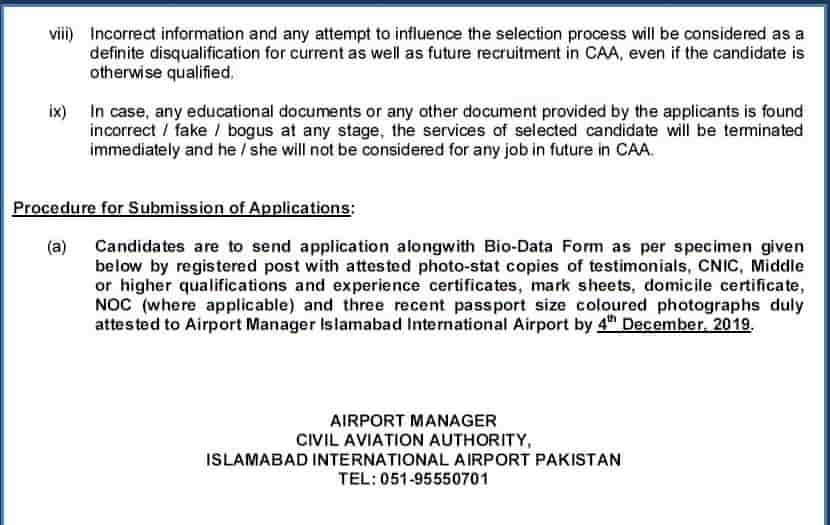 Pakistan Civil Aviation Authority Jobs 2019 CAA Notice No 16 November 2019 Apply Online 3