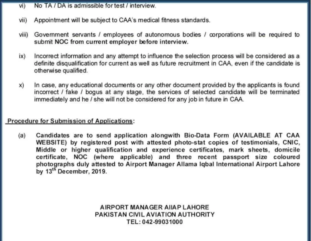 Pakistan Civil Aviation Authority Jobs 2019 CAA Notice No 18 2019 Apply Online 2