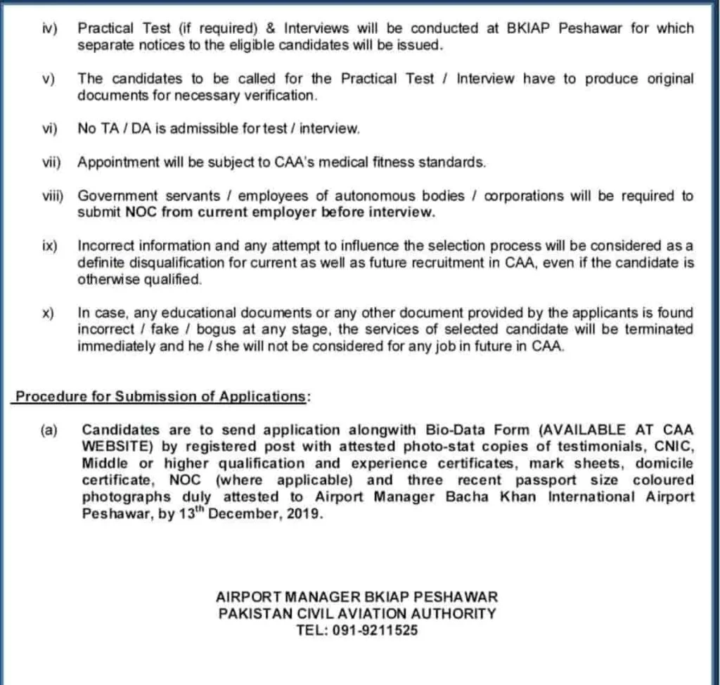 Pakistan Civil Aviation Authority Jobs 2019 CAA Notice No 19 2019 Apply Online 2