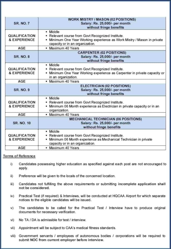 Pakistan Civil Aviation Authority Jobs 2019 CAA Notice No 21 2019 Apply Online 2 Pakistan Civil Aviation Authority Jobs 2019 CAA Notice No 21 2019 Apply Online 2