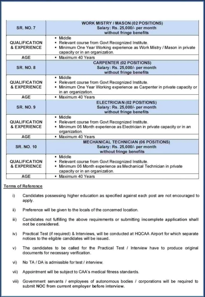Pakistan Civil Aviation Authority Jobs 2019 CAA Notice No 21 2019 Apply Online 2
