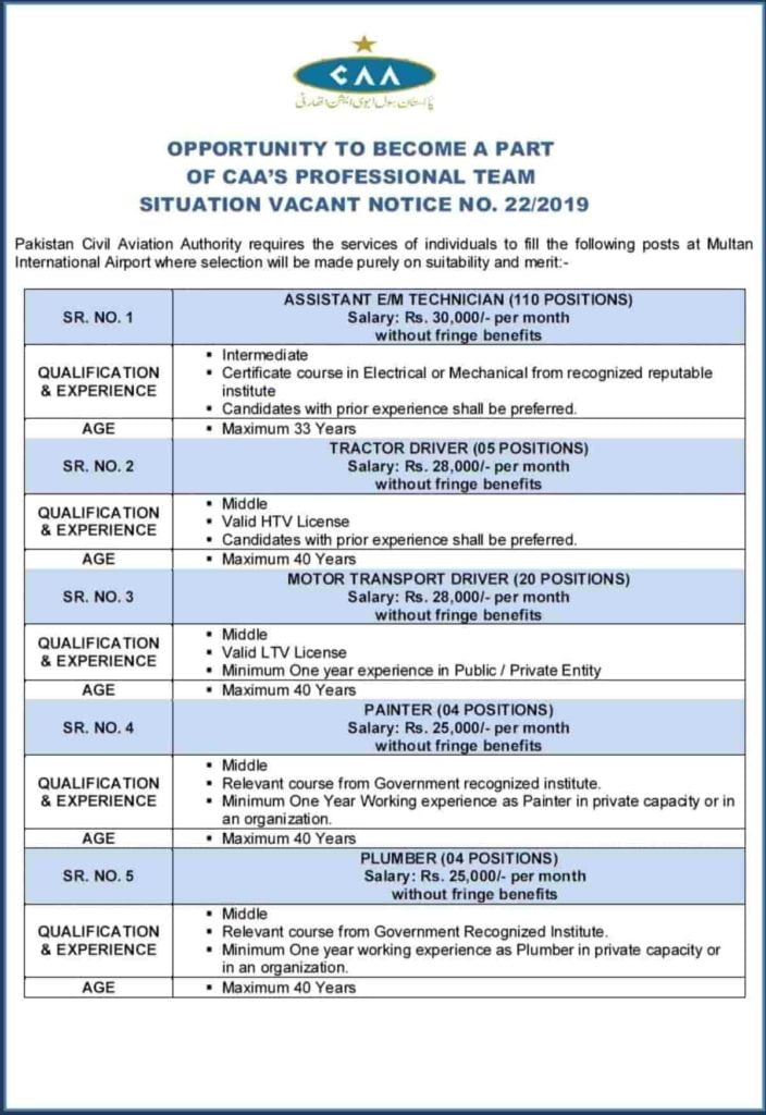 Pakistan Civil Aviation Authority Jobs 2019 CAA Notice No 22 2019 Apply Online 1 Pakistan Civil Aviation Authority Jobs 2019 CAA Notice No 22 2019 Apply Online 1