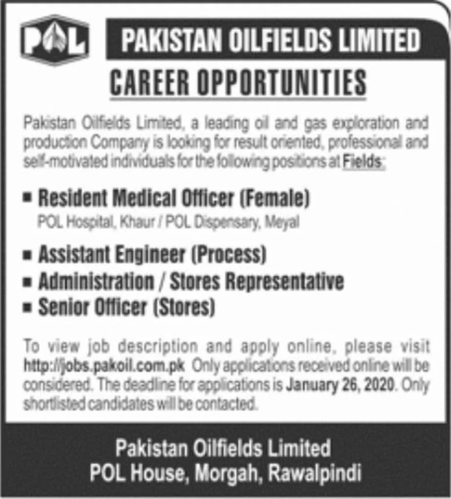Pakistan Oilfields Limited POL Jobs January 2020 Apply Online
