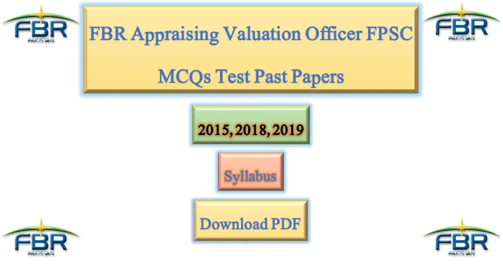 Featured Image FBR Appraising Valuation Officer FPSC MCQs Test Past Papers