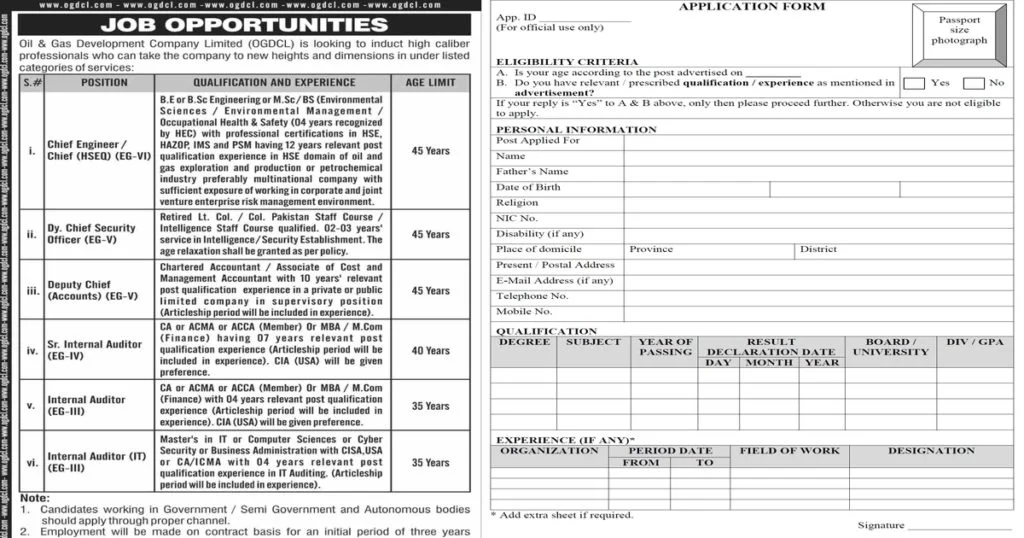 Featured Image Oil and Gas Development Company Limited OGDCL Jobs 2020 Application Form