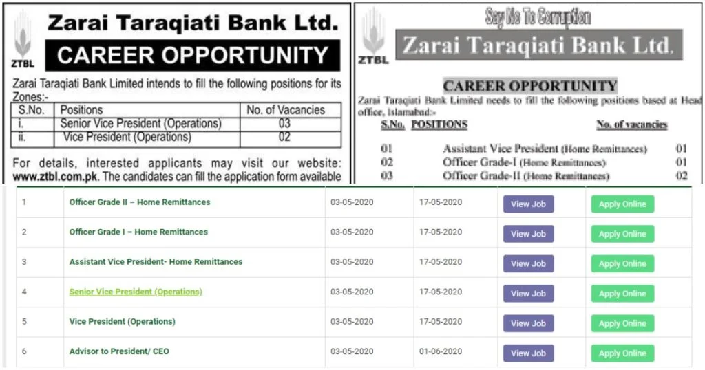 Featured Image Zarai Taraqiati Bank Limited ZTBL Jobs May 2020 www.ztbl.com.pk Apply Online
