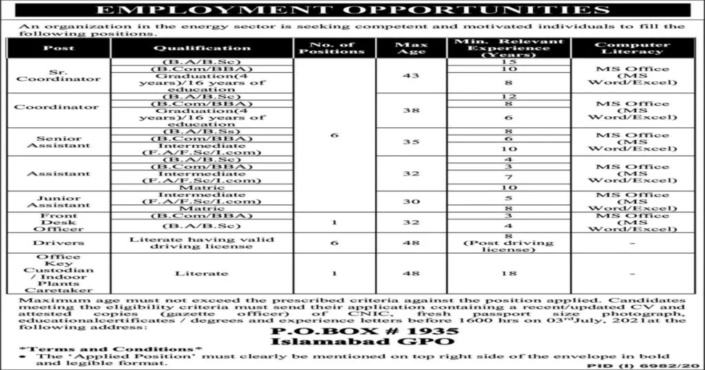 Featured Image PO Box 1935 GPO Islamabad Public Sector Organization Jobs 2021 Latest