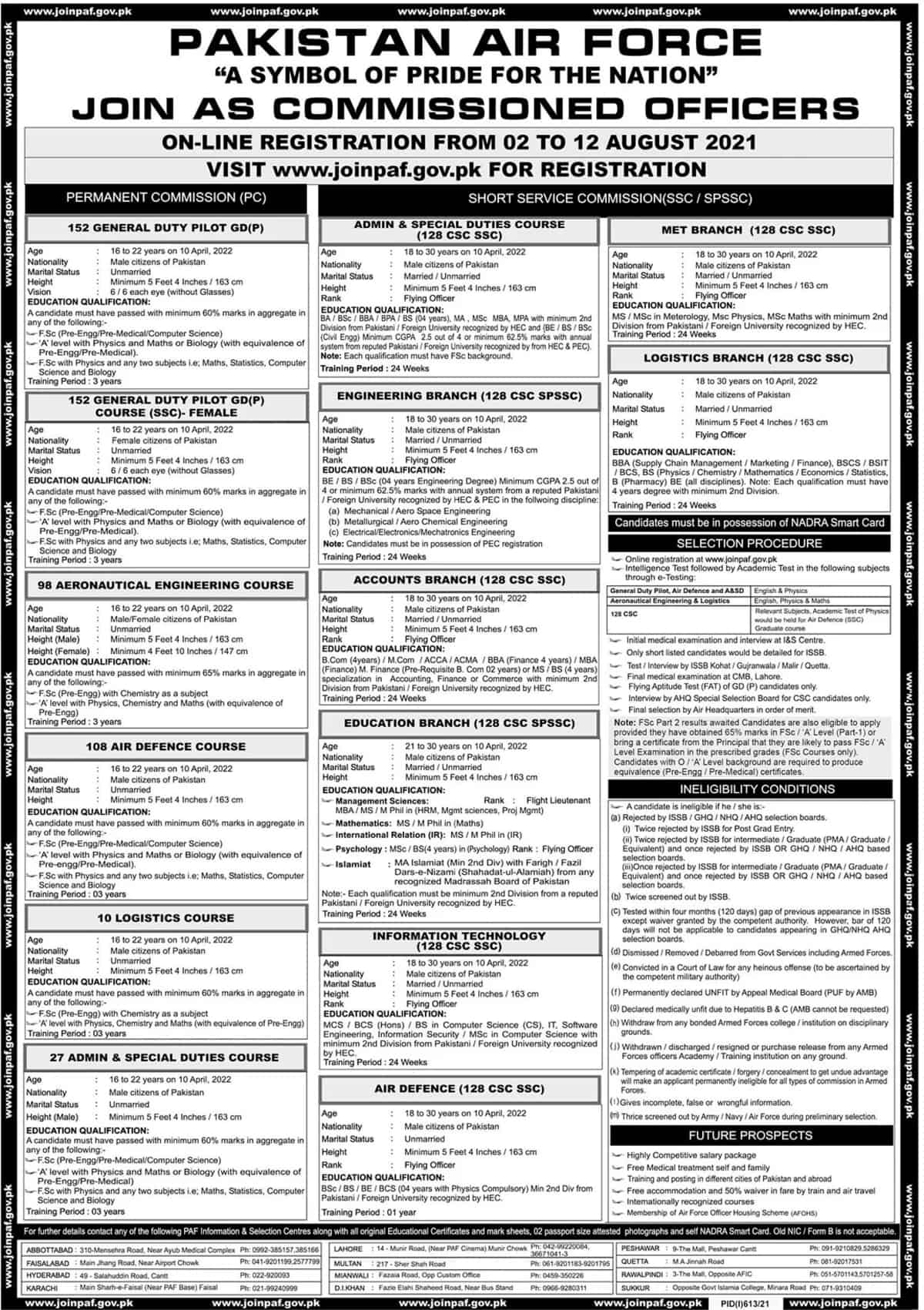 Join PAF Jobs August 2021 Advertisement www.joinpaf.gov.pk Apply Online