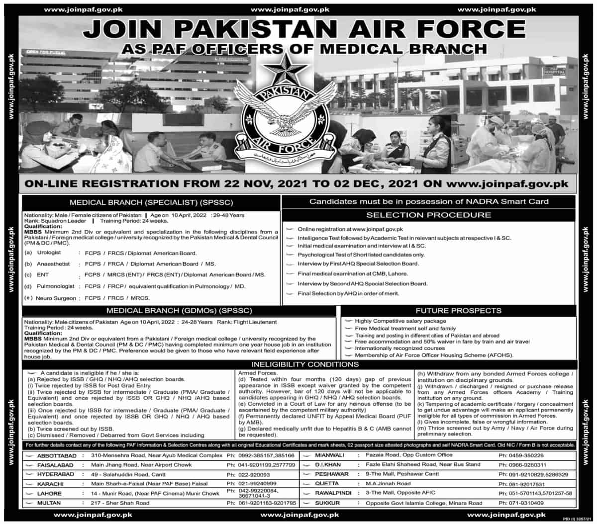 Join Pakistan Air Force PAF Jobs 2021 Medical Branch SPSSC Latest