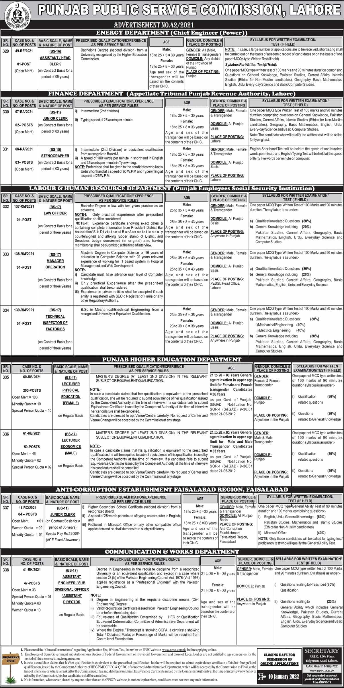 PPSC Jobs 2021 Advertisement No 42/2021 Apply Online Latest PPSC Jobs 2021 Advertisement No 42/2021 Apply Online Latest