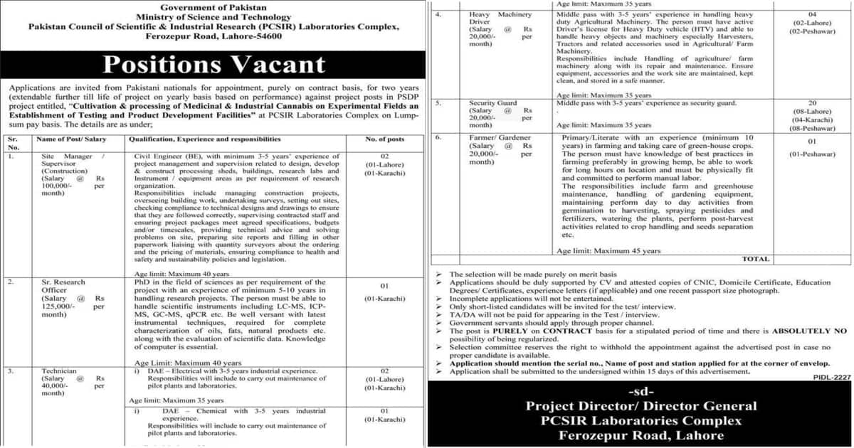 pakistan-council-of-scientific-industrial-research-pcsir-jobs-2022