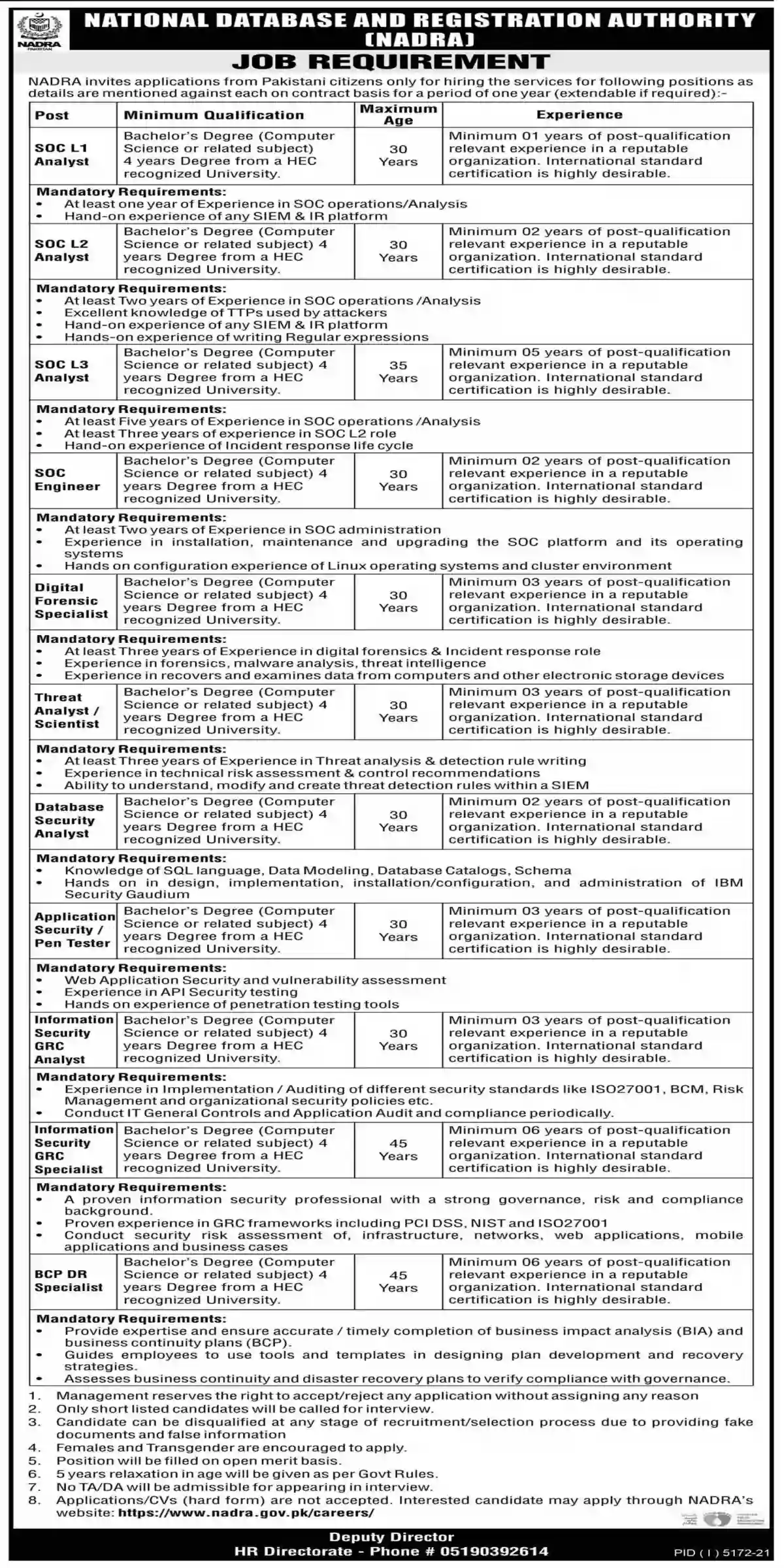NADRA Jobs 2022 Apply Online Latest Advertisement www.nadra.gov.pk