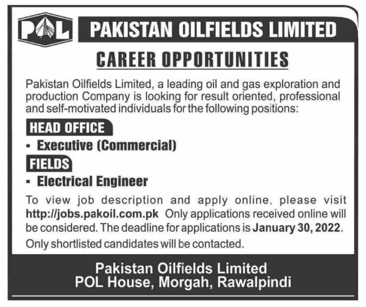 Pakistan Oilfields Limited POL Jobs 2022 Apply Online Latest