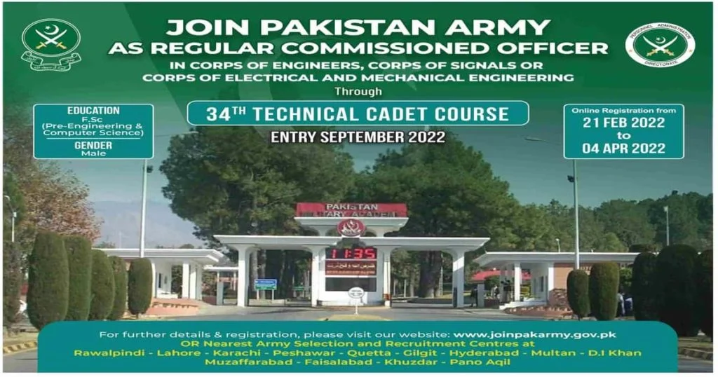 Featured Image Join Pak Army Jobs 2022 as Regular Commissioned Officer 34 TCC Latest