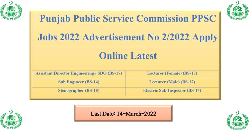 Featured Image PPSC Jobs 2022 Advertisement No 2/2022 Apply Online Latest