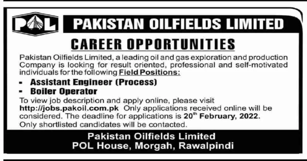Featured Image Pakistan Oilfields Limited POL Rawalpindi Jobs 2022 Apply Online Latest