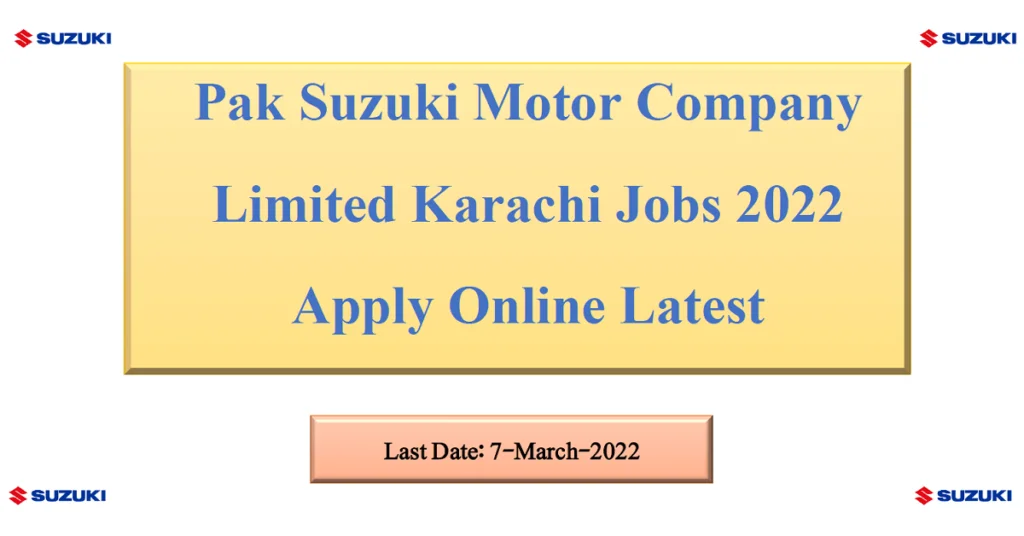 Featured Image Pak Suzuki Motor Company Limited Karachi Jobs 2022 Apply Online Latest