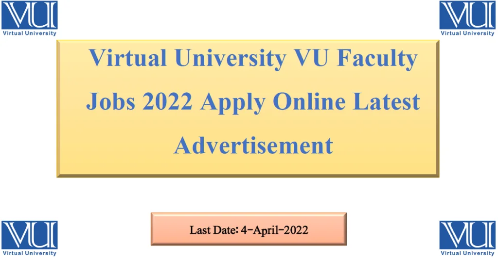 Featured Image Virtual University VU Faculty Jobs 2022 Apply Online Latest Advertisement