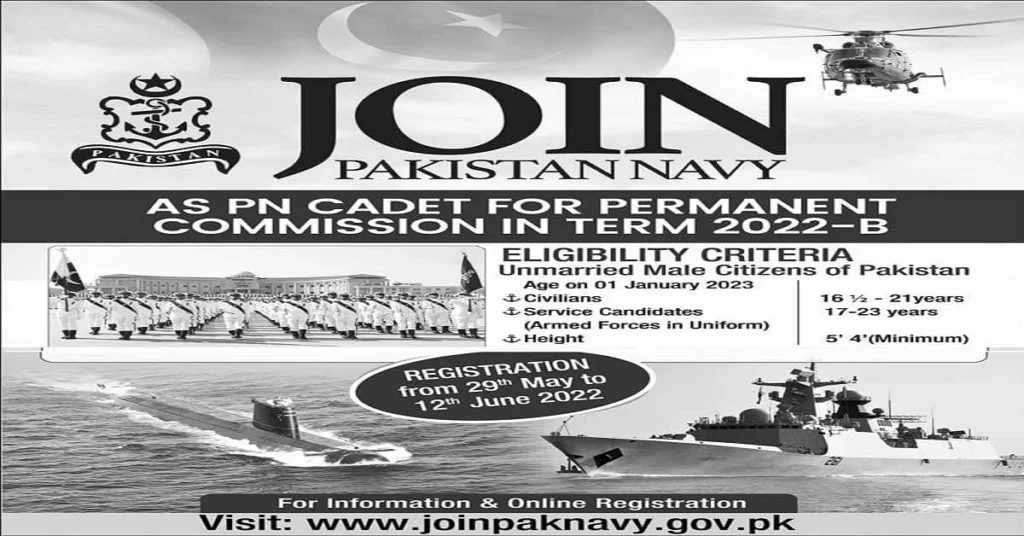 Featured Image Join Pak Navy Jobs 2022 as PN Cadet Permanent Commission Term 2022-B