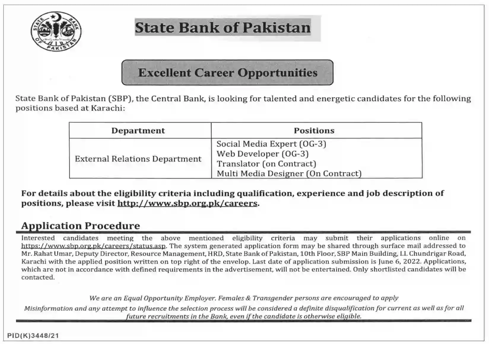State Bank of Pakistan Jobs 2022 SBP Careers Apply Online Latest