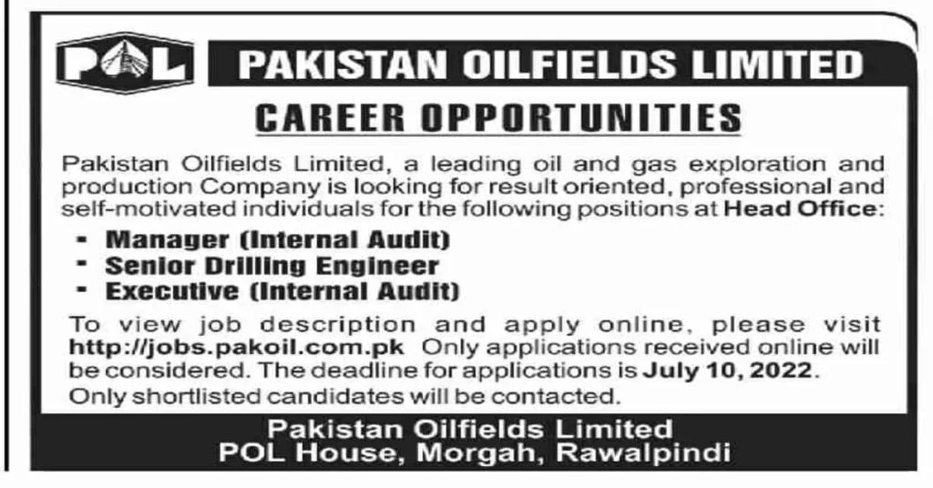 Featured Image Pakistan Oilfields Limited POL Jobs July 2022 Advertisement Apply Online