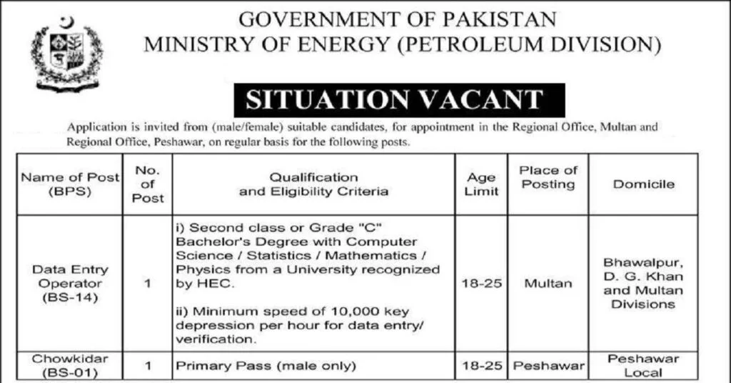 Featured Image Ministry of Energy Petroleum Division Jobs 2022 www.doe.gov.pk