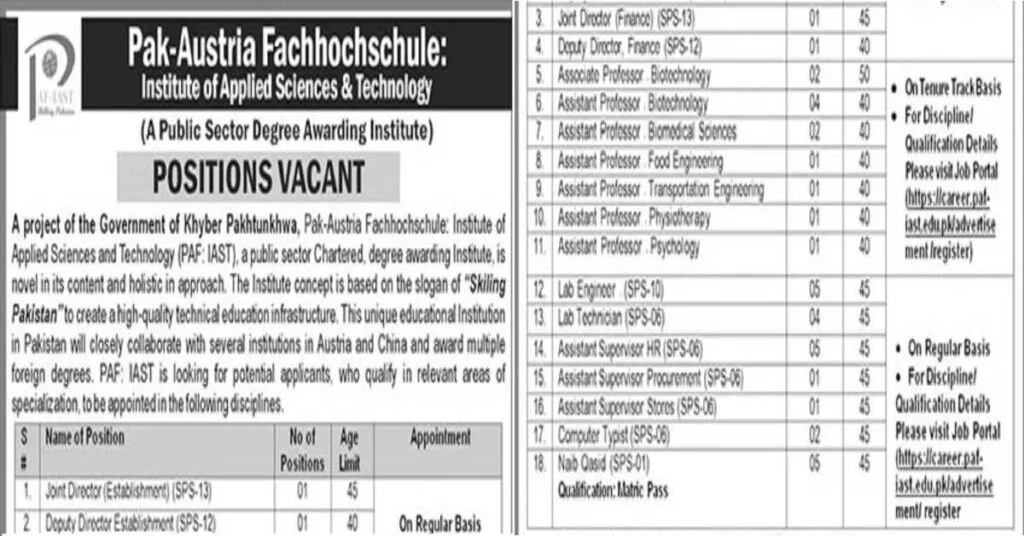 Featured Image PAF-IAST Jobs 2022 Apply Online Pak-Austria Fachhochschule Institute of Applied Sciences & Technology