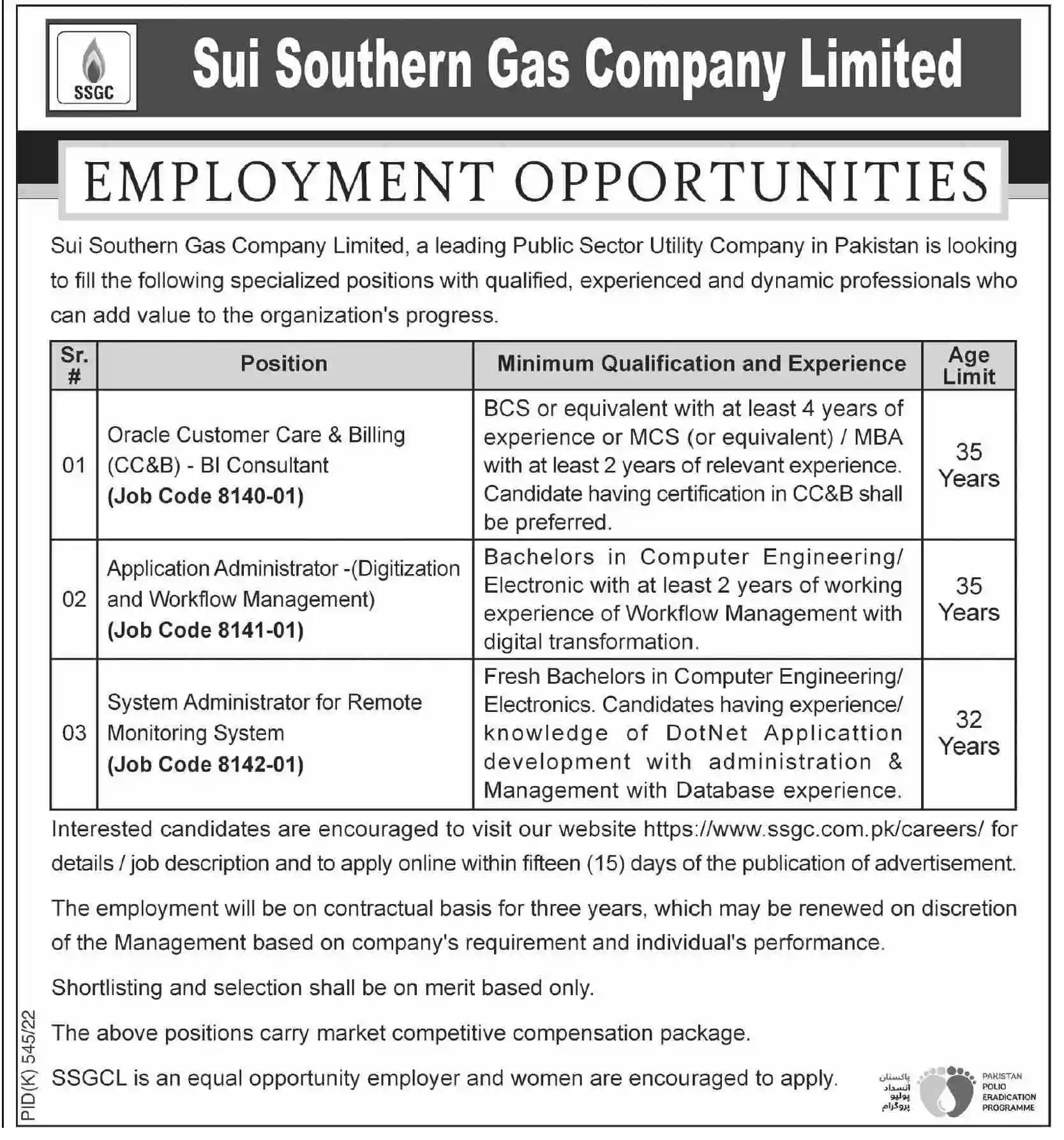 Sui Southern Gas Company Limited SSGCL IT Jobs 2022 Apply Online