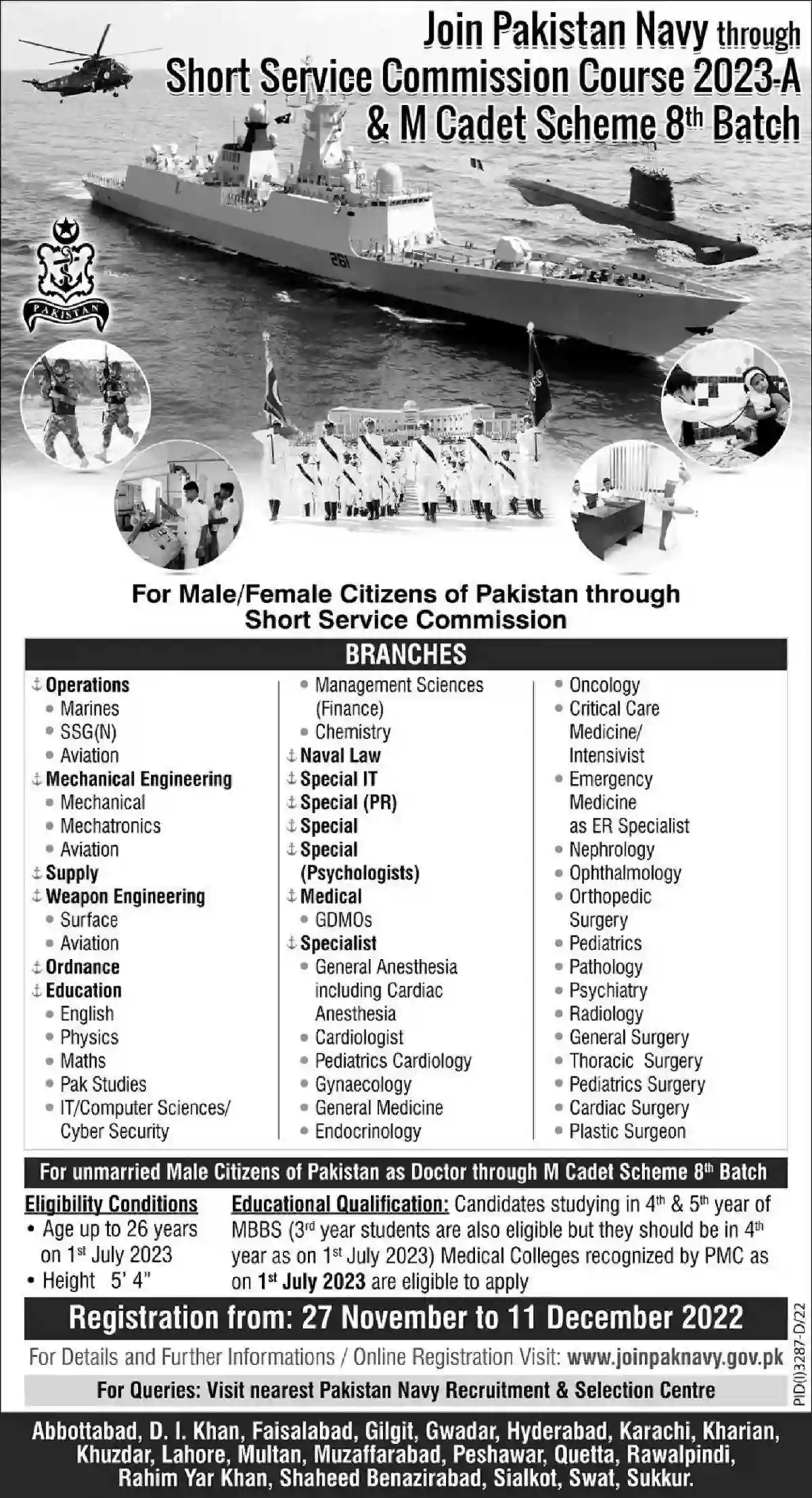 Join Pak Navy Jobs 2022 SSC Course 2023-A & M Cadet Scheme 8th Batch