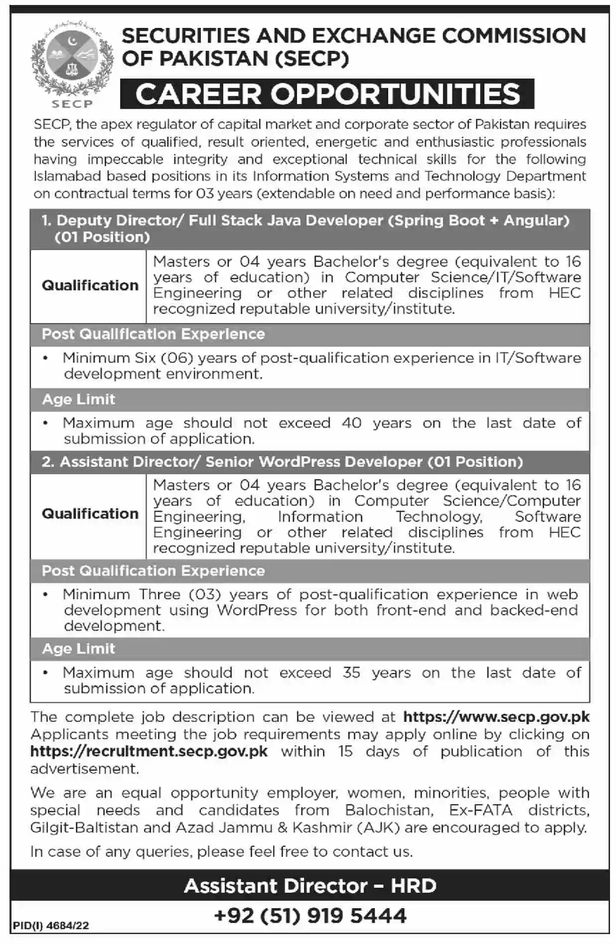 Securities and Exchange Commission of Pakistan SECP Jobs 2023 Apply Online