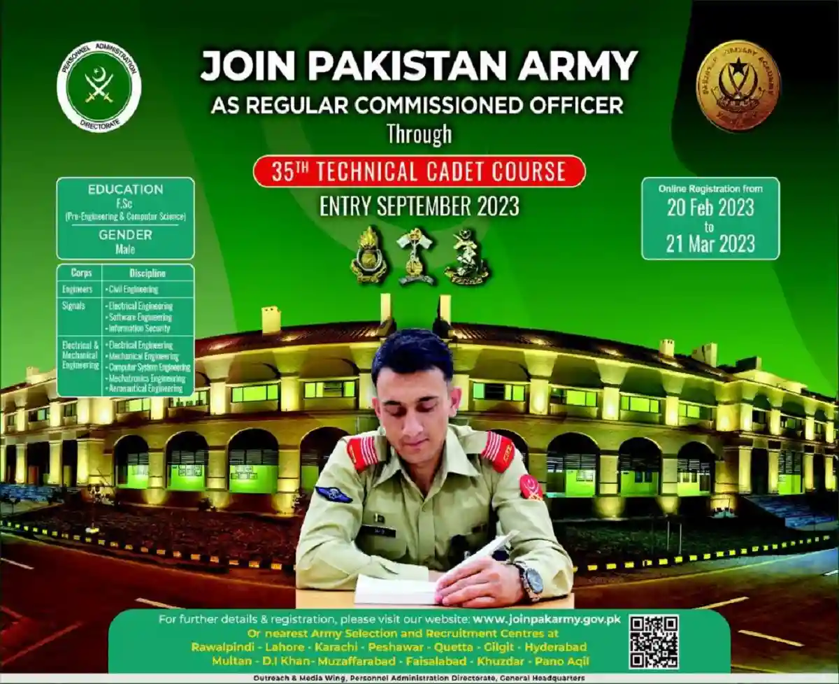 Join Pak Army Jobs 2023 as Regular Commissioned Officer 35 TCC Latest