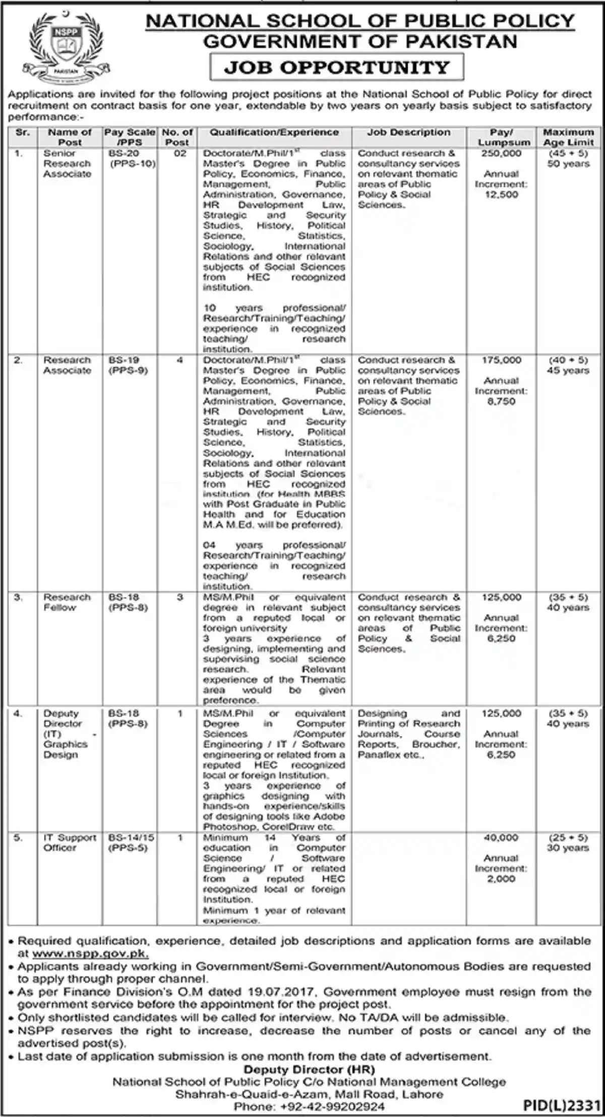 National School of Public Policy NSPP Jobs 2023 Govt of Pakistan