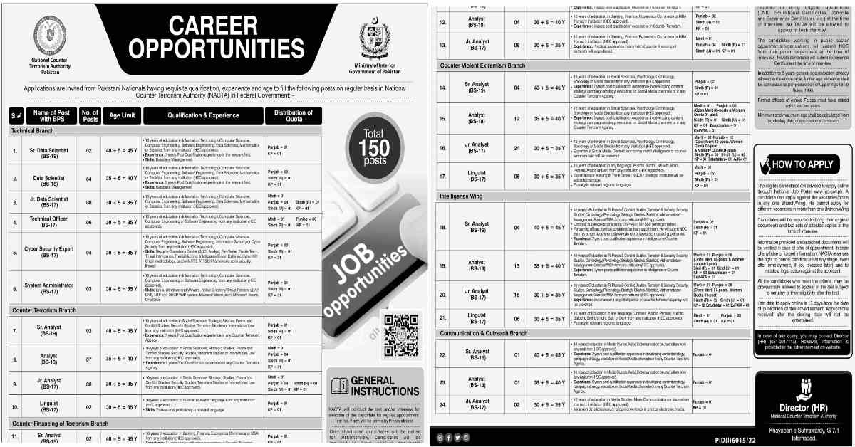Featured Image National Counter Terrorism Authority NACTA Jobs 2023: National Job Portal www.njp.gov.pk Apply Online