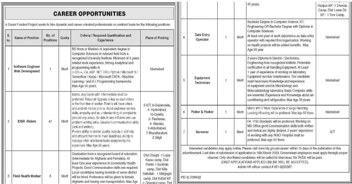 Featured Image National TB Control Program NTP Jobs 2023 Apply Online