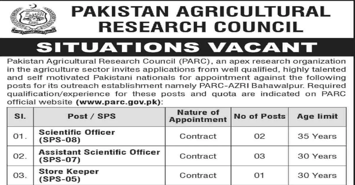 Featured Image Pakistan Agricultural Research Council PARC Jobs 2023 www.parc.gov.pk