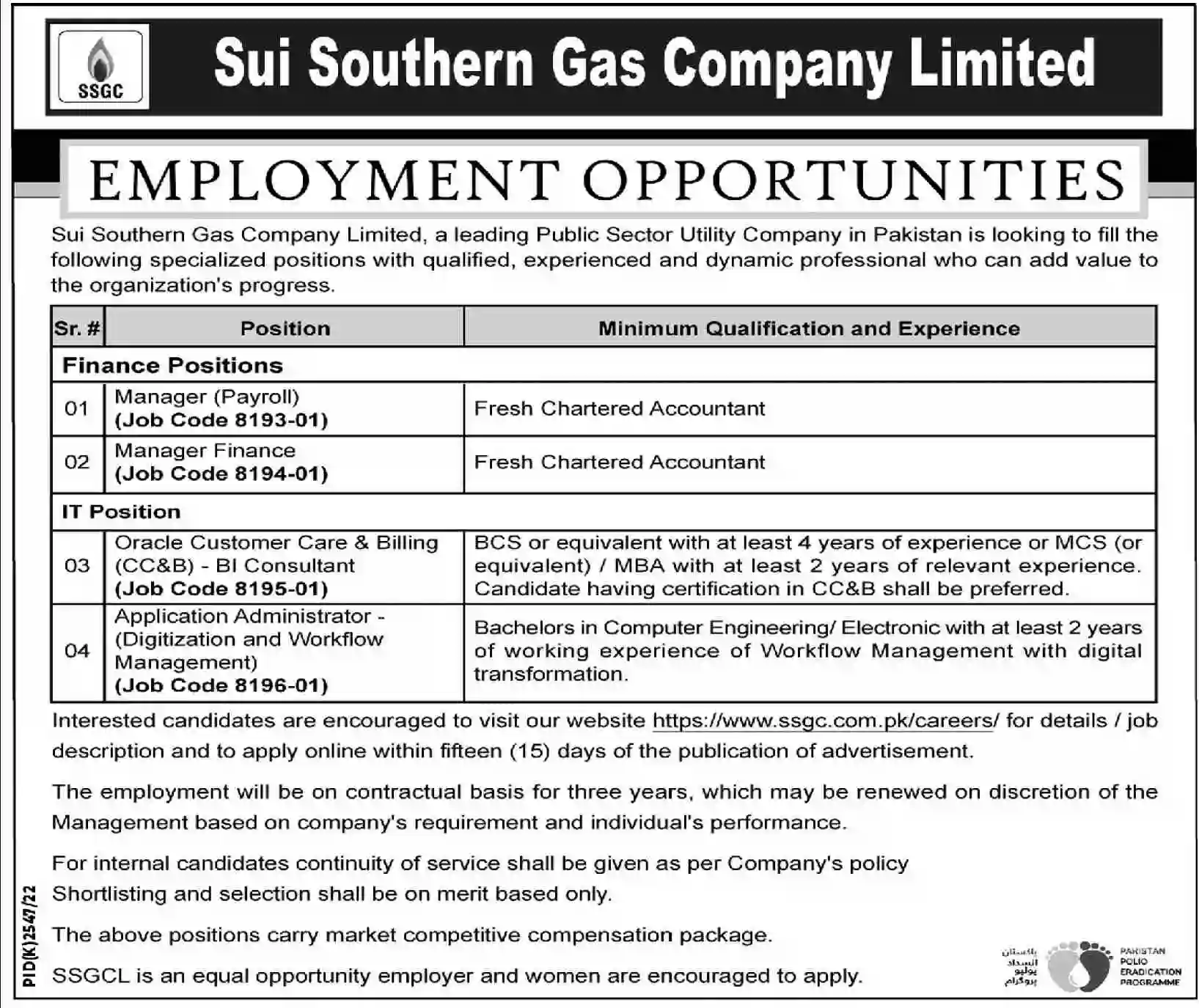 Sui Southern Gas Company Limited SSGCL Jobs March 2023 Online Apply