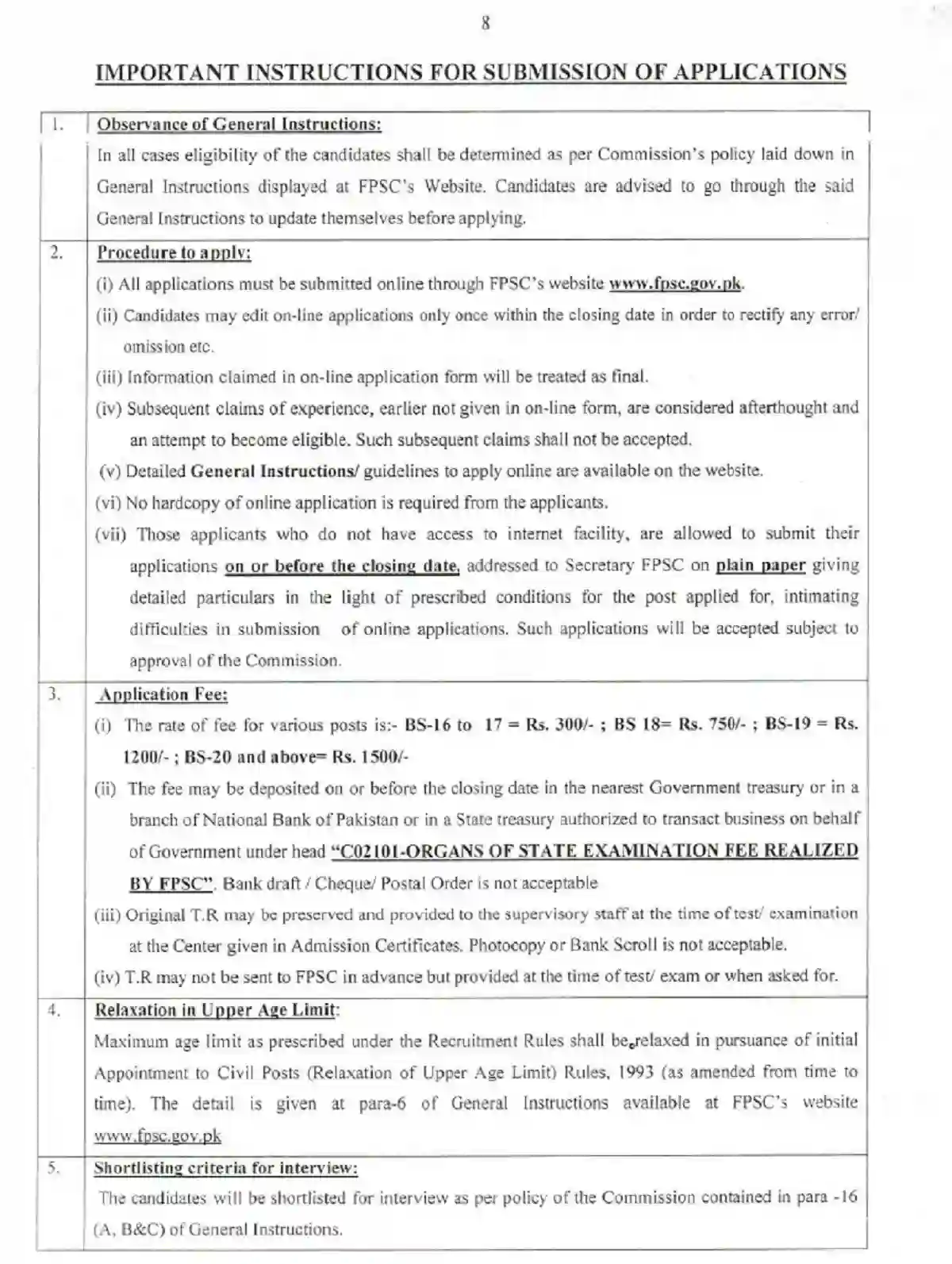 FPSC Jobs 2023 Consolidated Advertisement No 6/2023 Apply Online